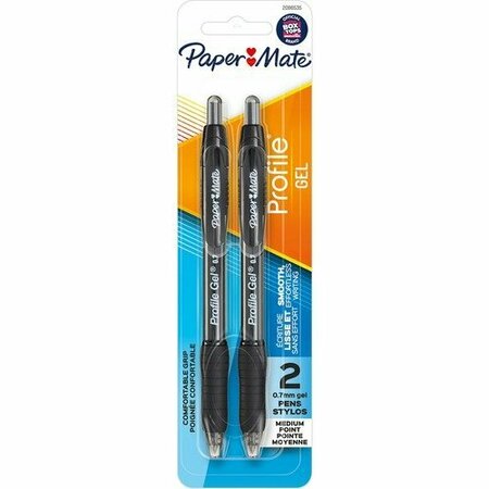 PAPER MATE Pens, Gel, Profile, Retractable, 0.7mm, Black, 2PK PAP2096535